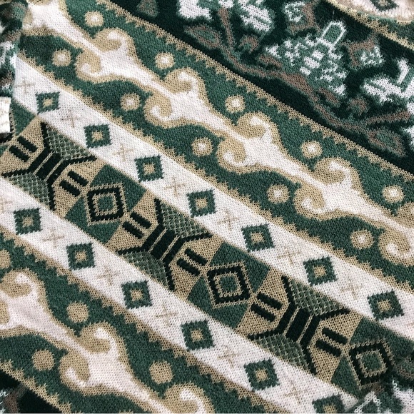 VTG 80s Retro Abstract Leaf Print Patterned Sweater - Picture 6 of 8